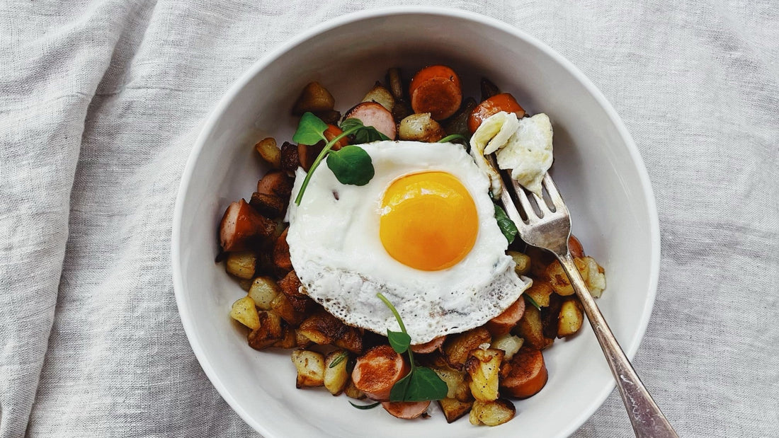 Breakfast Potatoes, Franks and Eggs
