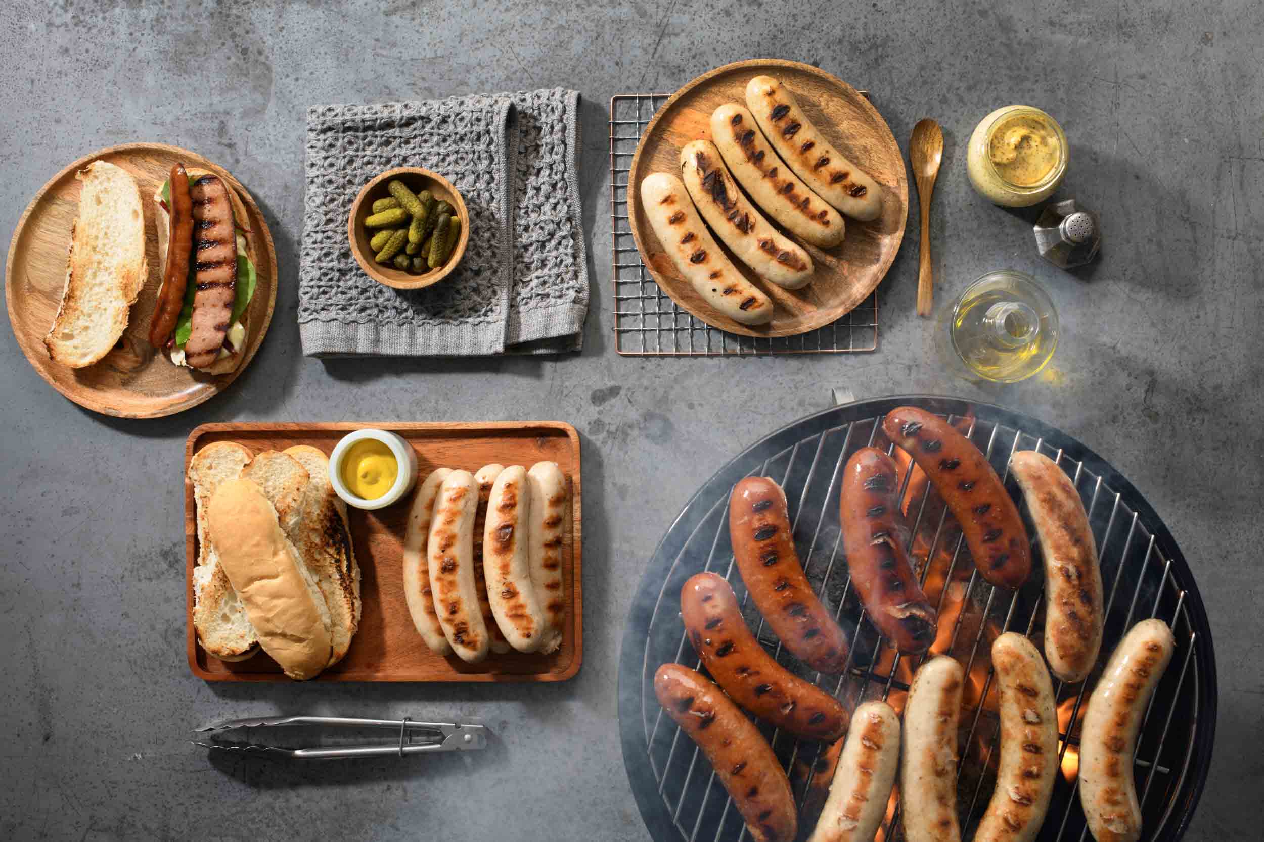 Gotzinger Smallgoods Smoked Sausages Grilling on Barbecue