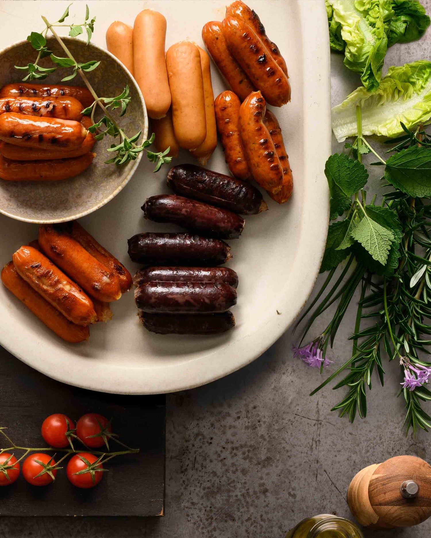 Gotzinger Smallgoods Chipolata Sausages with Healthy Salad Ingredients