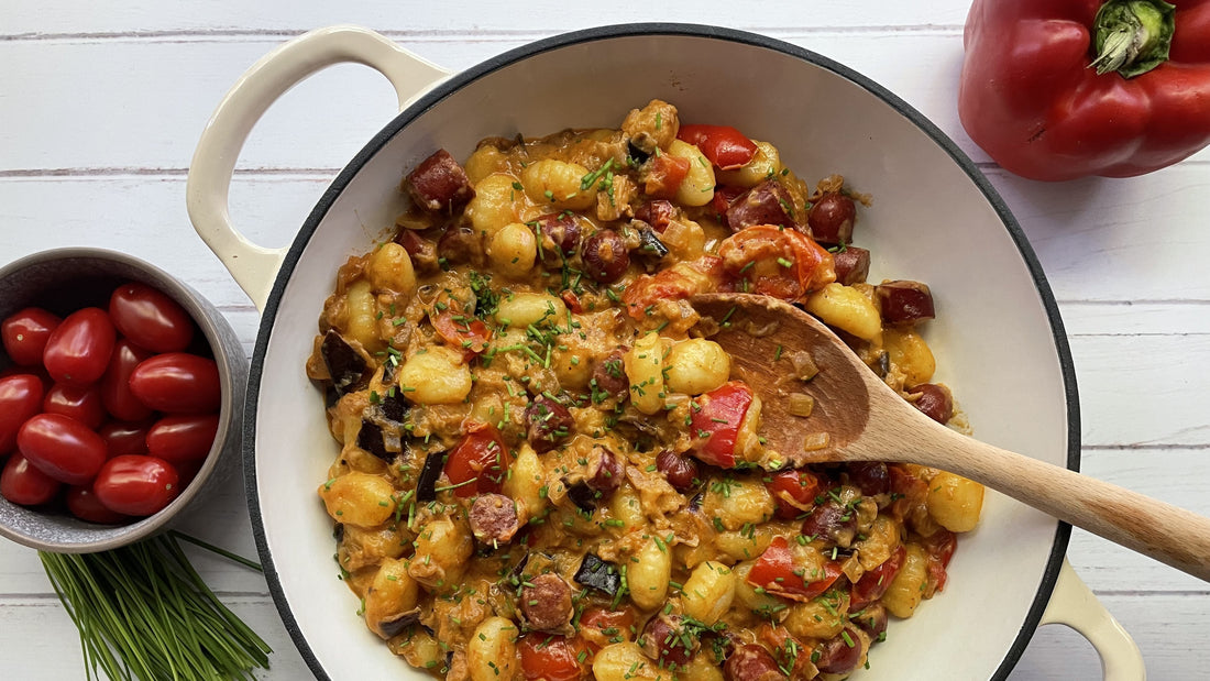 Creamy Debrecener and Vegetable Gnocchi