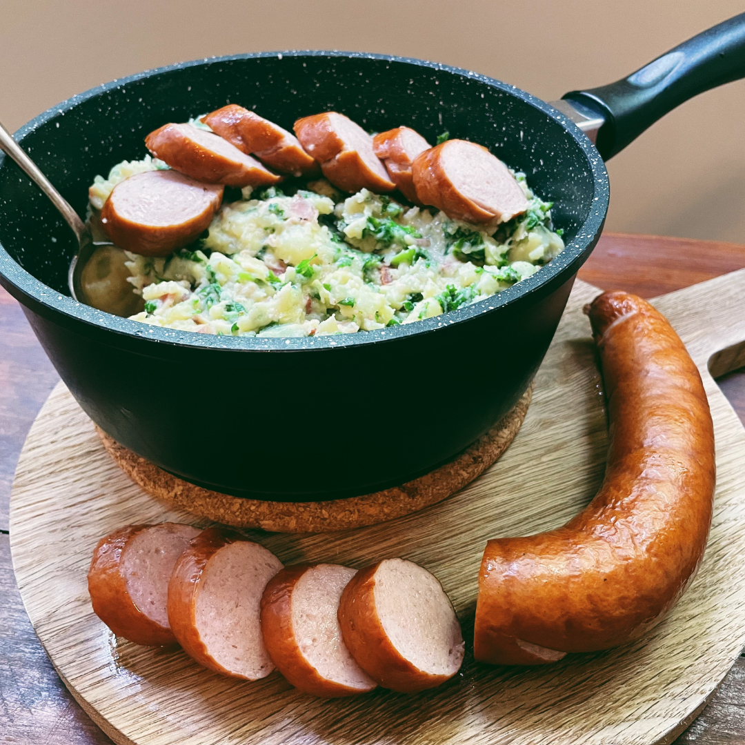 Stamppot with Rookworst and Bacon