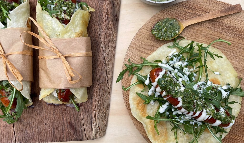 Spanish Chorizo Wraps with Homemade Chimichurri