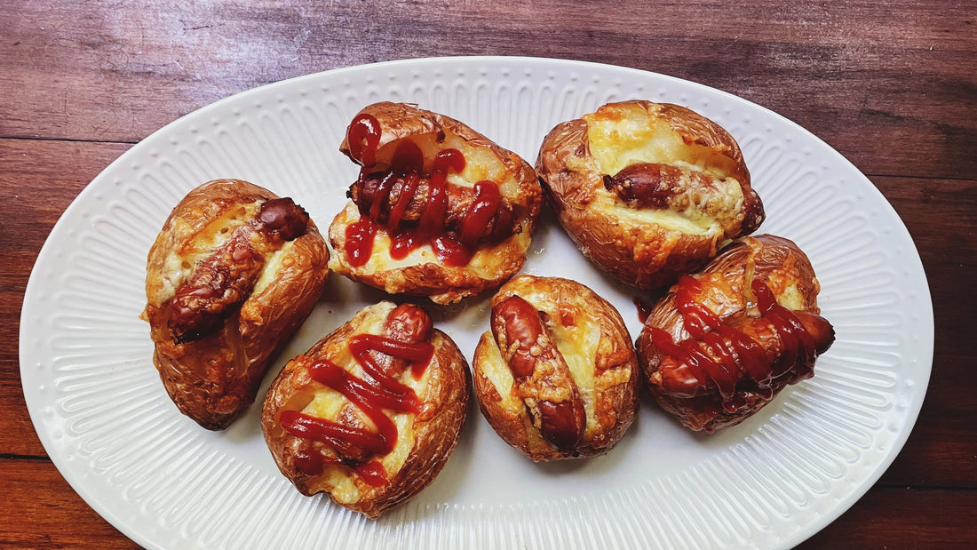Mini Cheesy Cheese Kransky Baked Potatoes