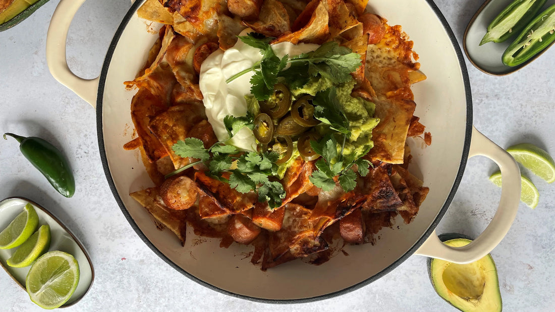 Fully Loaded Jalapeño and Cheese Brat Nachos
