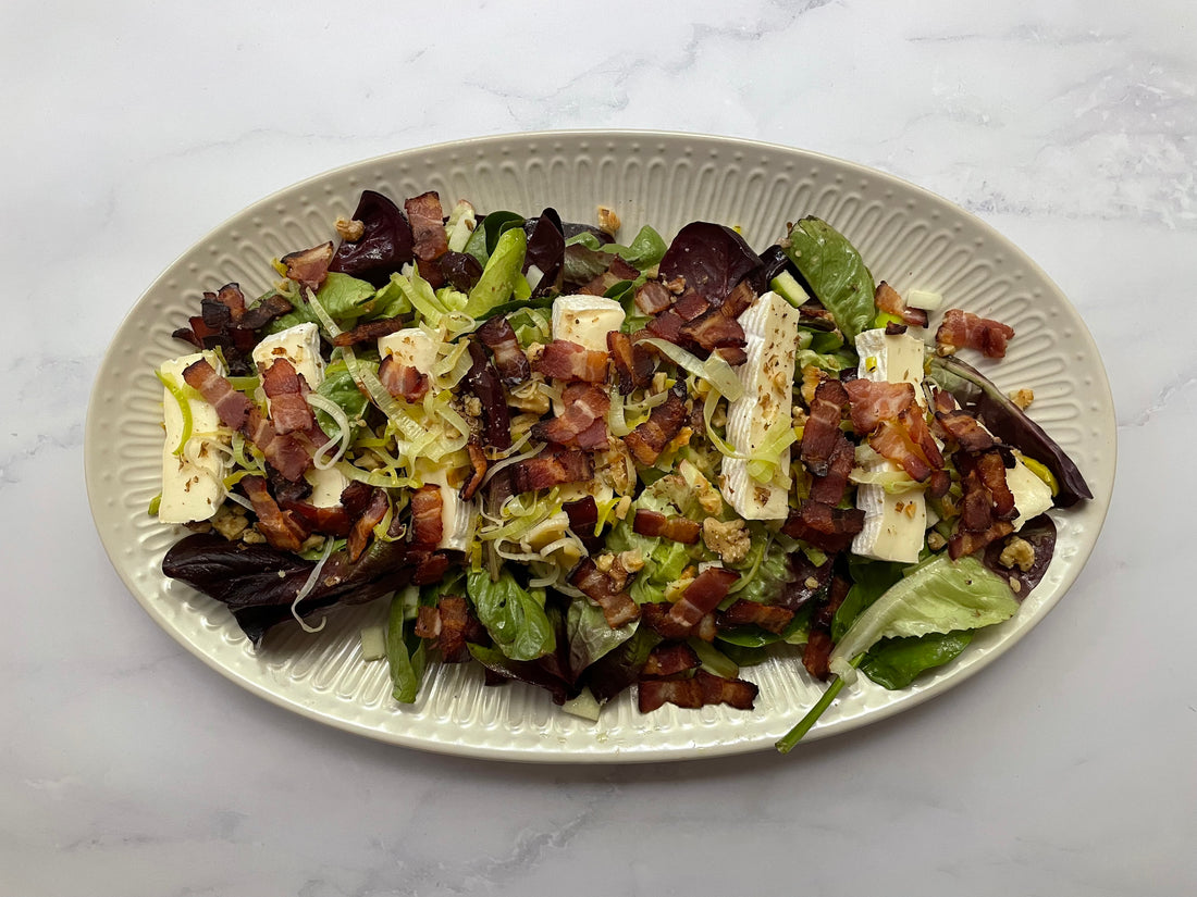 Bacon and Camembert Salad with Maple Dressing