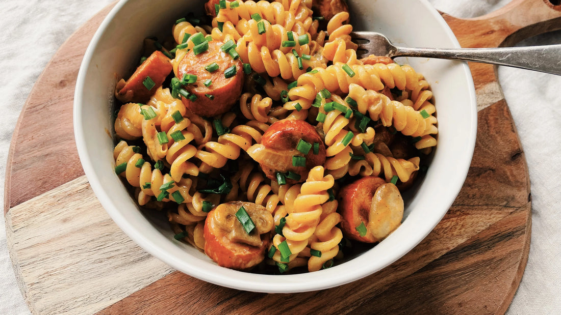 Kransky Stroganoff with Pasta