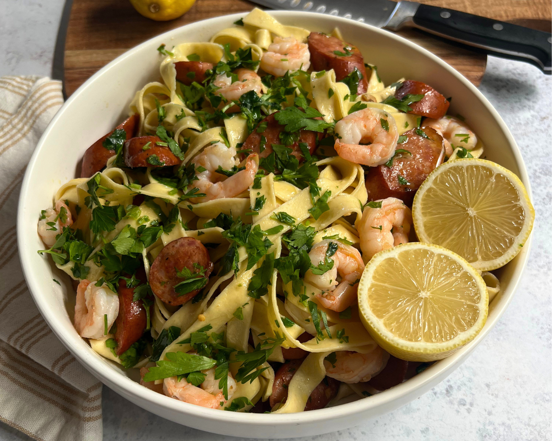 Prawn and Pepperoni Kabana Pasta