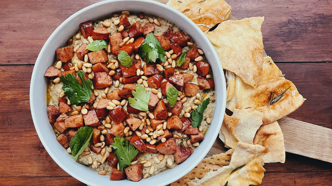 Roasted Eggplant Dip with Spanish Chorizo