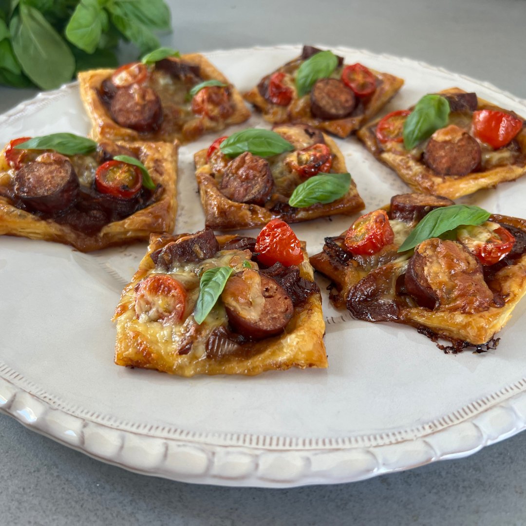 Spanish Chorizo and Caramelized Onion Tarlets