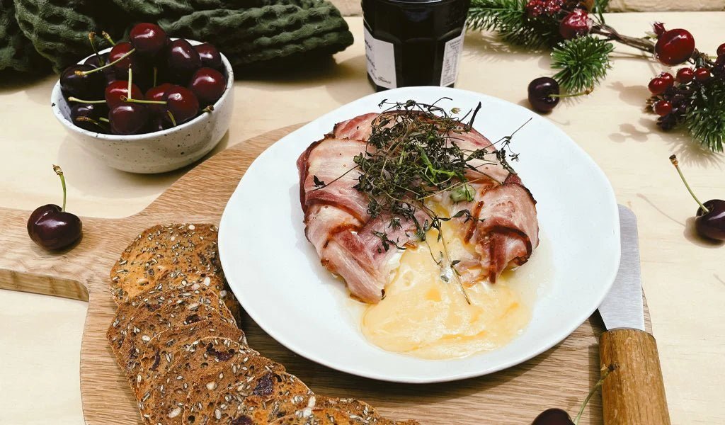 Baked Camembert Wrapped in Bacon